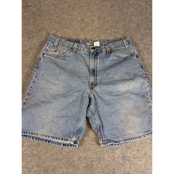 VINTAGE Levis 550 Jean Shorts Men 36 Blue Denim Relaxed Fit Orange Tab Jorts 80s - Picture 1 of 6